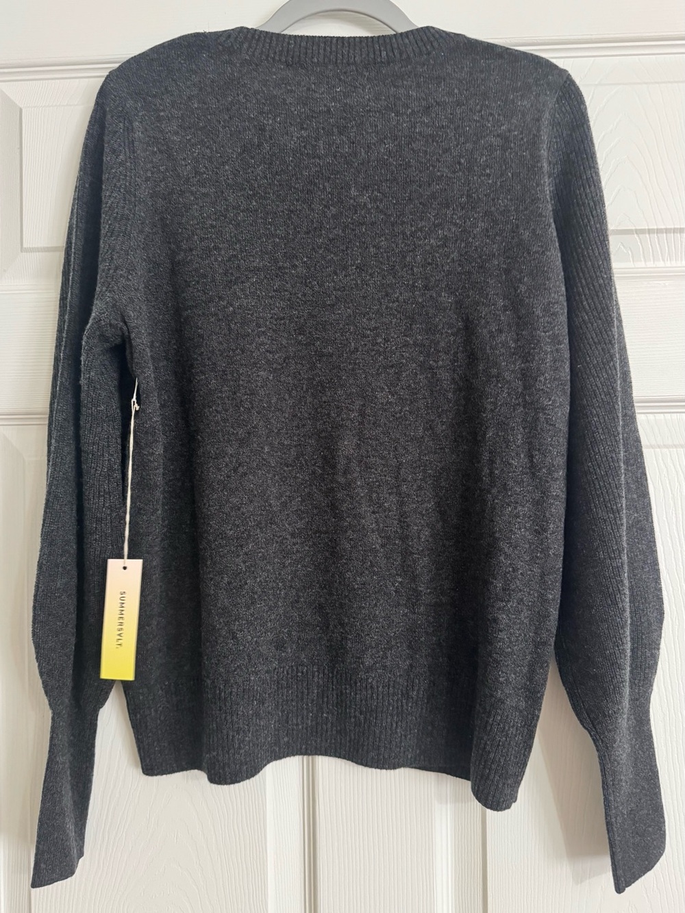 NWT Summersalt Merino Wool Cashmere Sweater Charcoal Gray Balloon Sleeve S - Picture 4 of 7